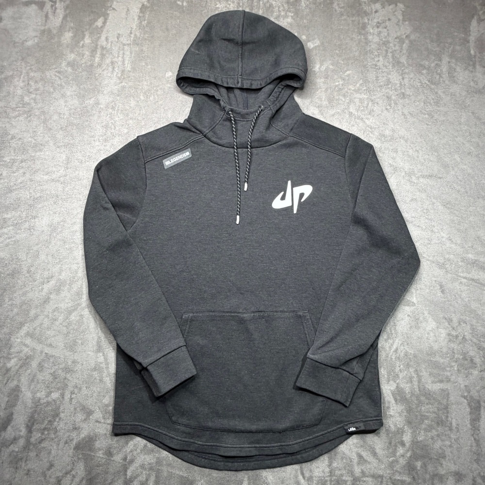 Legends Dude Perfect Mens Large Charcoal Black Pullover Hoodie Curved Hem L